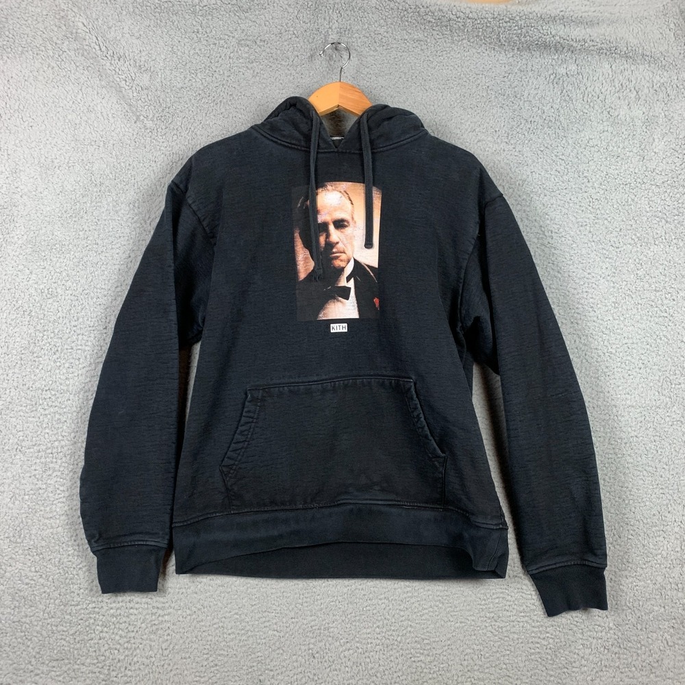 Kith x The Godfather Il Padrino Hoodie Mens Large L Black Pullover Cotton Fleece